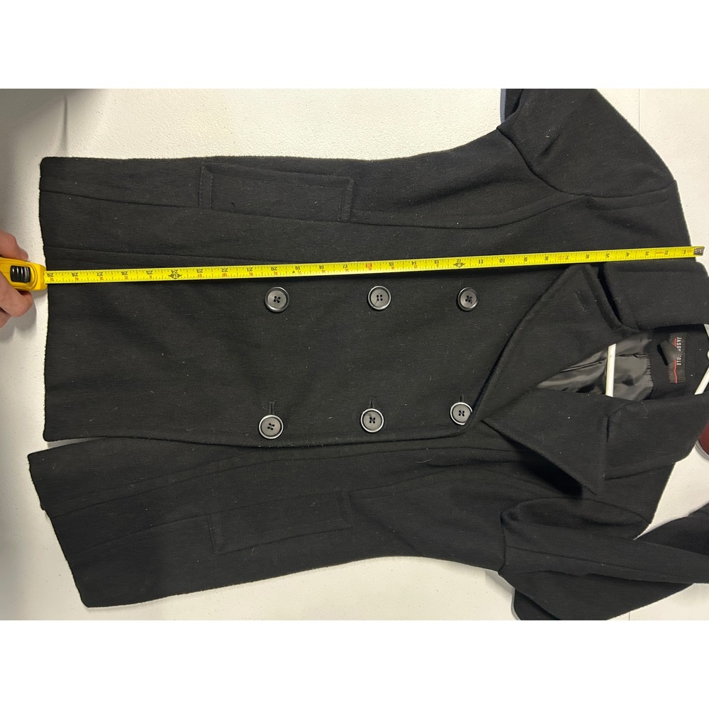 Jason Kole Pea Coat Womens M Black Wool Blend Double Breasted Classic Jacket - Picture 6 of 9
